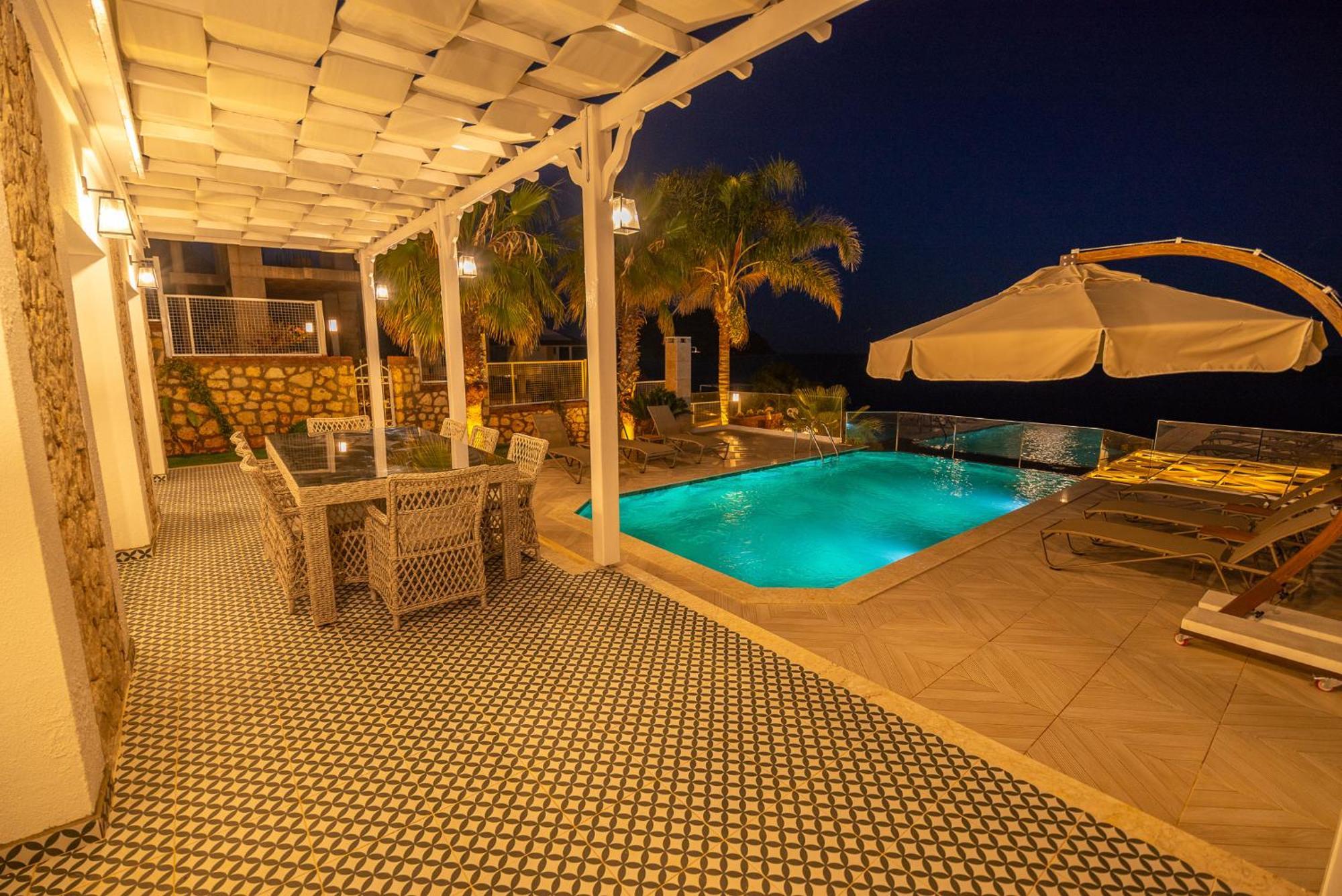 Beachfront White Villa With Private Swimming Pool Kalkan Exterior photo