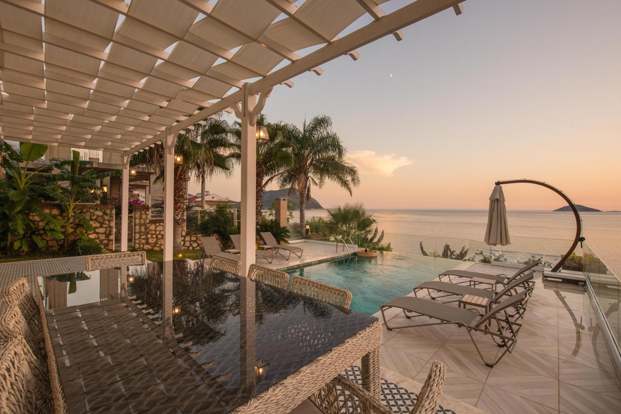 Beachfront White Villa With Private Swimming Pool Kalkan Exterior photo