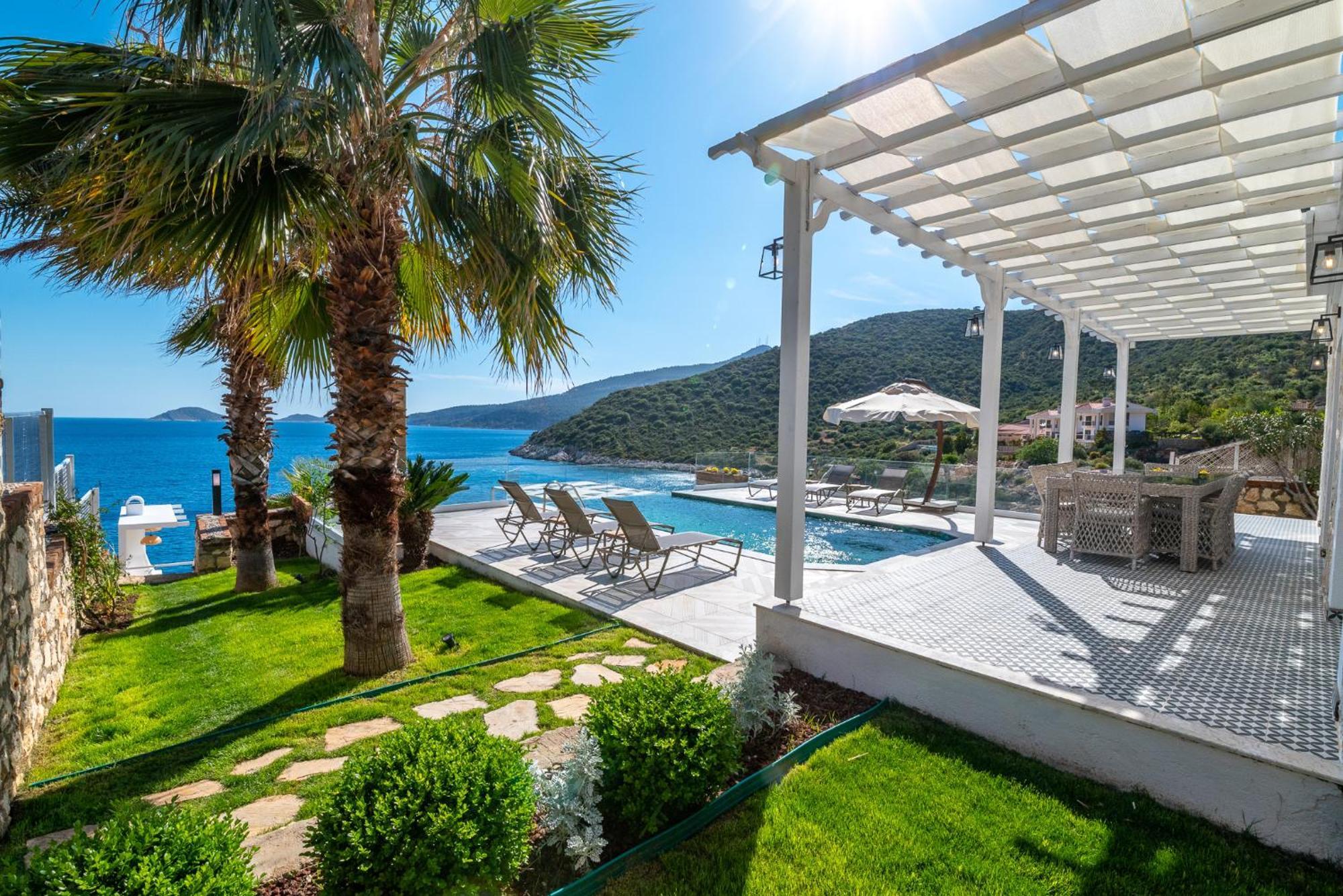 Beachfront White Villa With Private Swimming Pool Kalkan Exterior photo